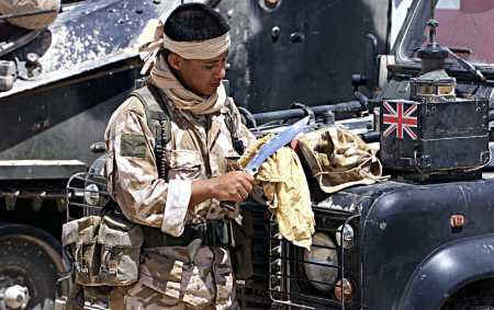 Gurkha Sharpening Kukri - Afghanistan training 2001